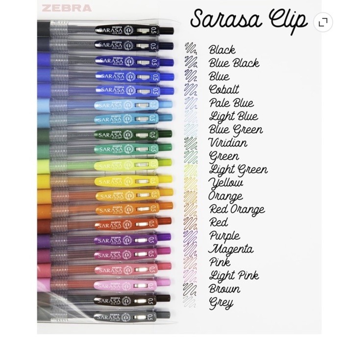 20 Count Zebra Sarasa Clip Gel Pens Assorted Colors 0.5mm Fine Point