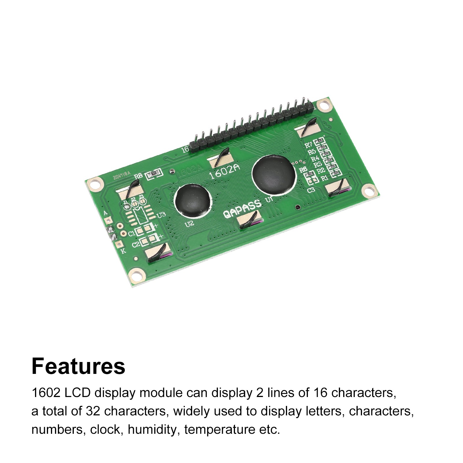 5Pcs LCD 1602 Display Module 5V with 16 Pins Grey Display Screen 16×2 72x24mm