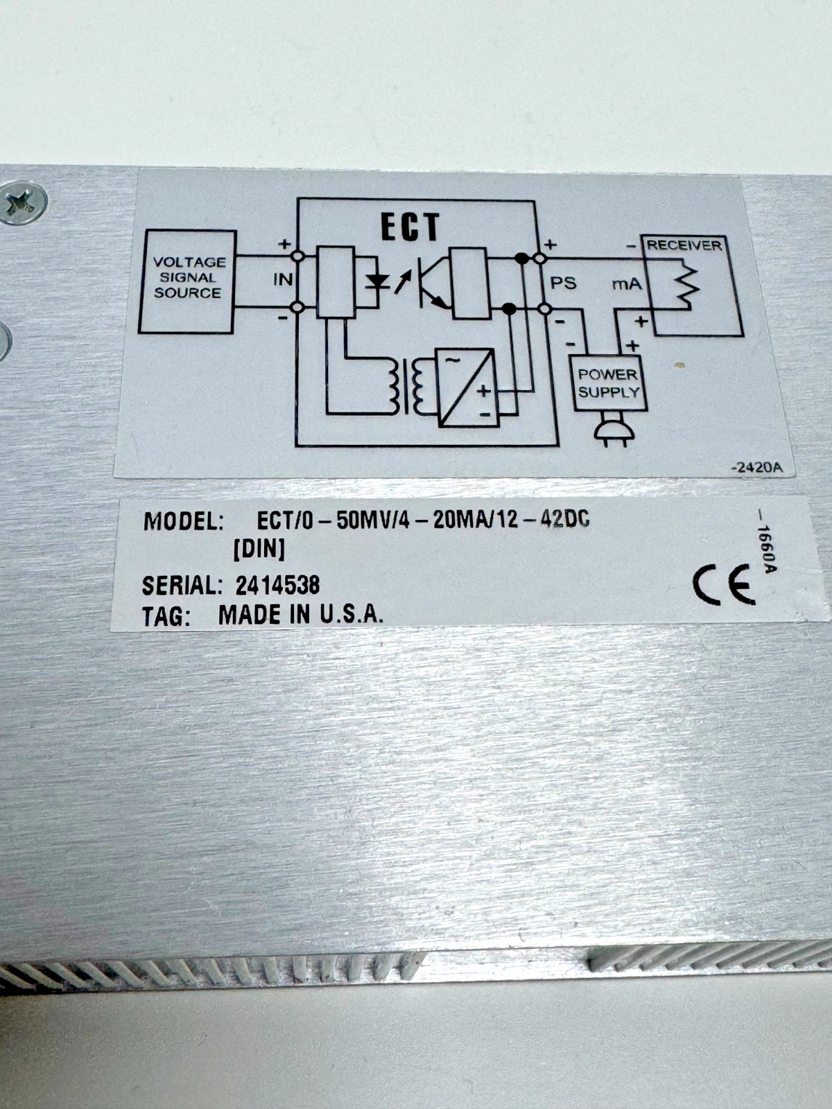 Moore Industries ECT/0-50MV/4-20MA/12-42DC Signal Isolator Converter DIN Rail