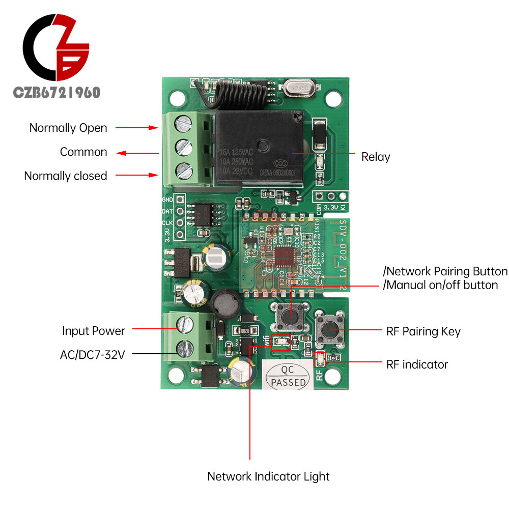 AC/DC7-32V/AC220V 1-CH Pro Self-Locking APP Smart WIFI Bluetooth Relay Module