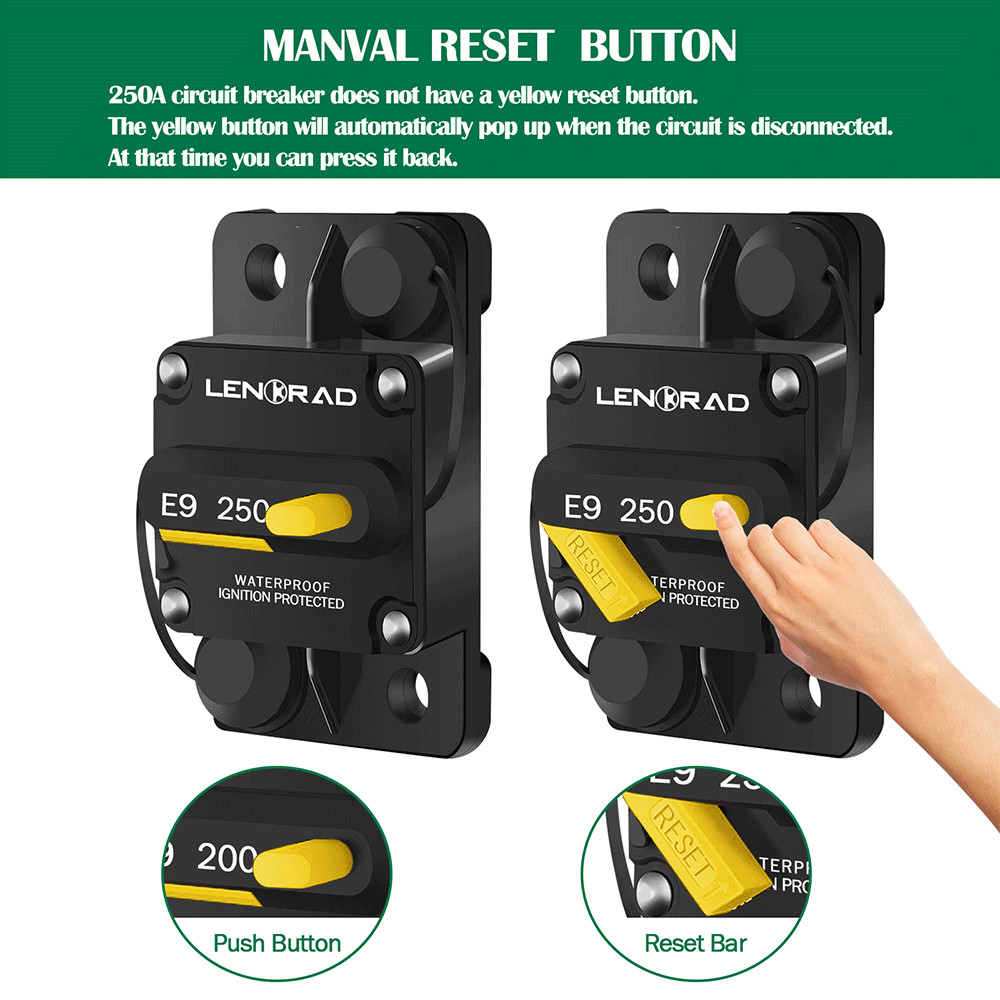 30A-250 Amp Circuit Breaker with Manual Reset 12V48V Dc Waterproof Auto/Marine