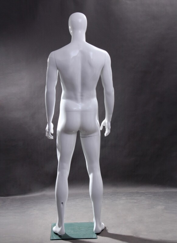 Male Adult Full Body Egg Head Fiberglass Mannequin with Square Glass Base
