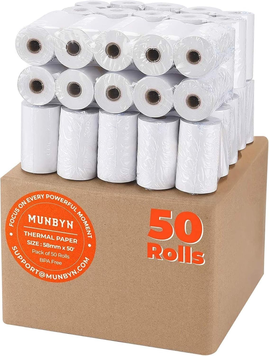 2 1/4″ inch x 50’ft Thermal Paper 50 Rolls, BPA Free Receipt Paper, 58mm Ther…