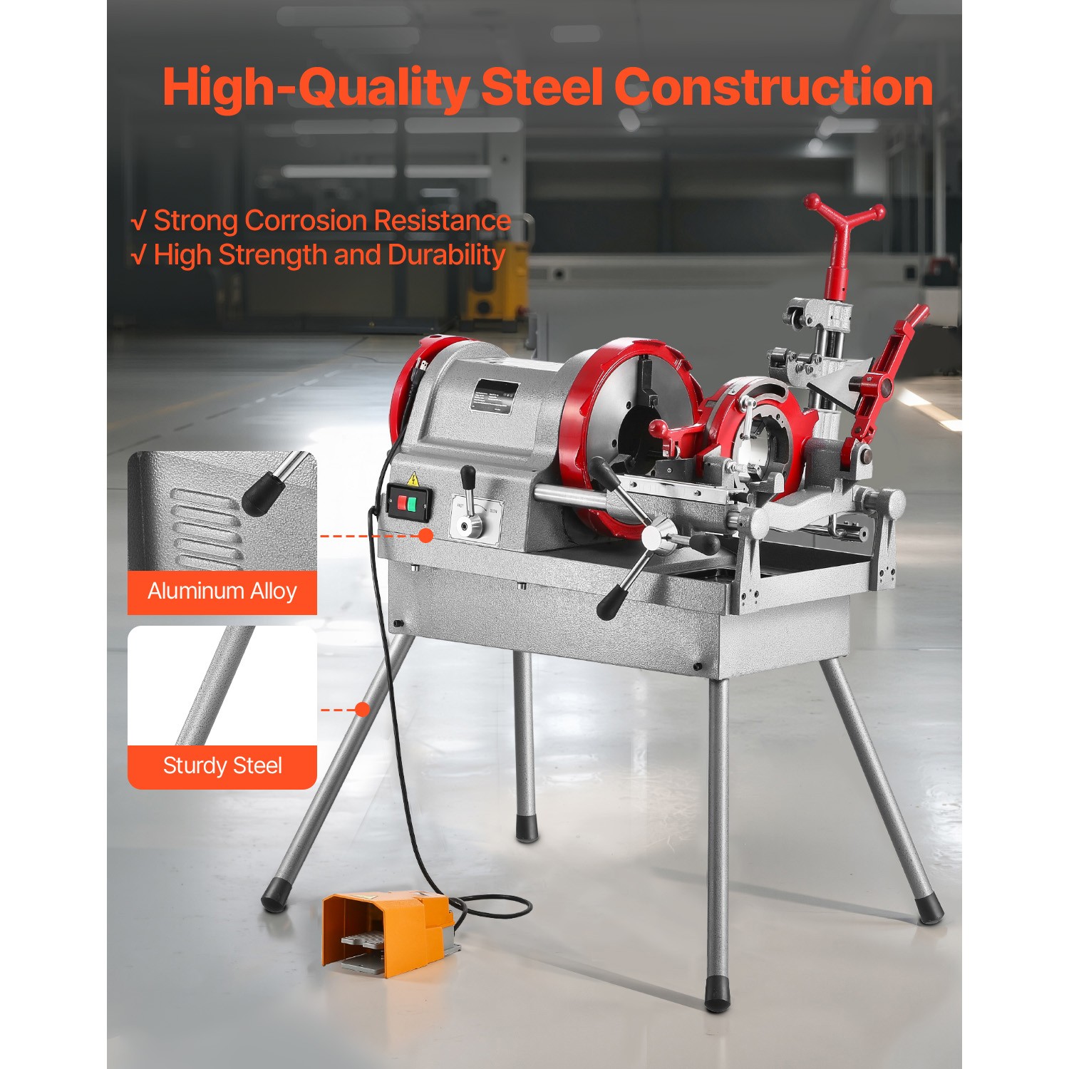 Electric Pipe Threader Machine 750W 28RPM Threading Cutter for 1/2″ to 2″ Pipes