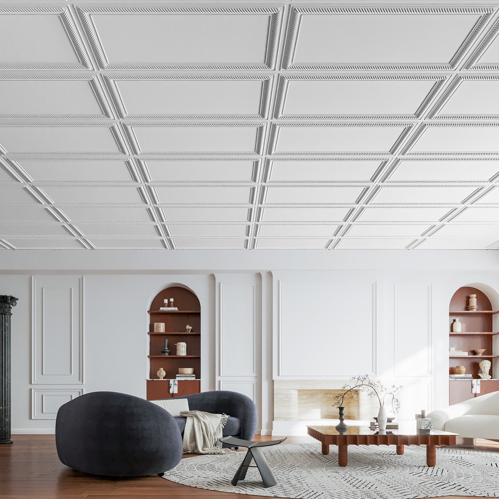 Art3d 3D PVC Drop Ceiling Tiles, 3D Wall Panels, 2×4 ft.Cover 96 Sq,ft (12-Pack)