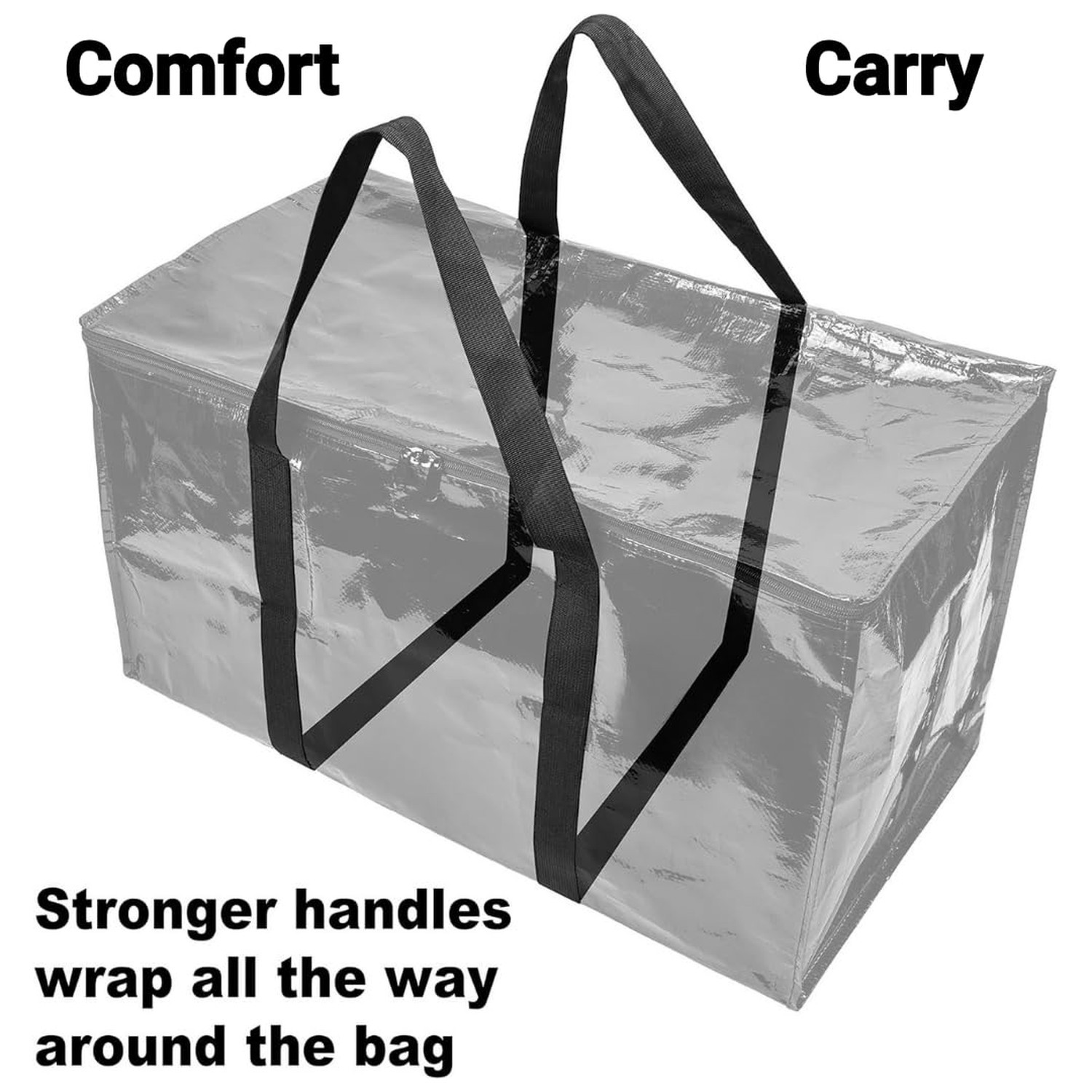 BAG-THAT! 4-Pack Black Moving Bags, Extra Large Storage Bags with Zipper, Wat…