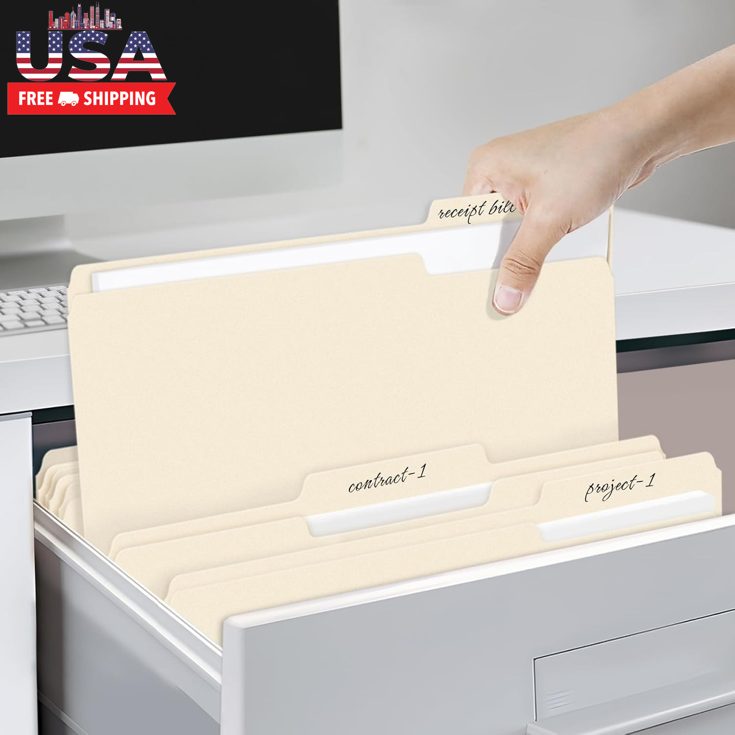 File Folders, 30 Pack Manilla Folders 8.5 X 11, 1/3 Cut Tab for Easy Labeling an
