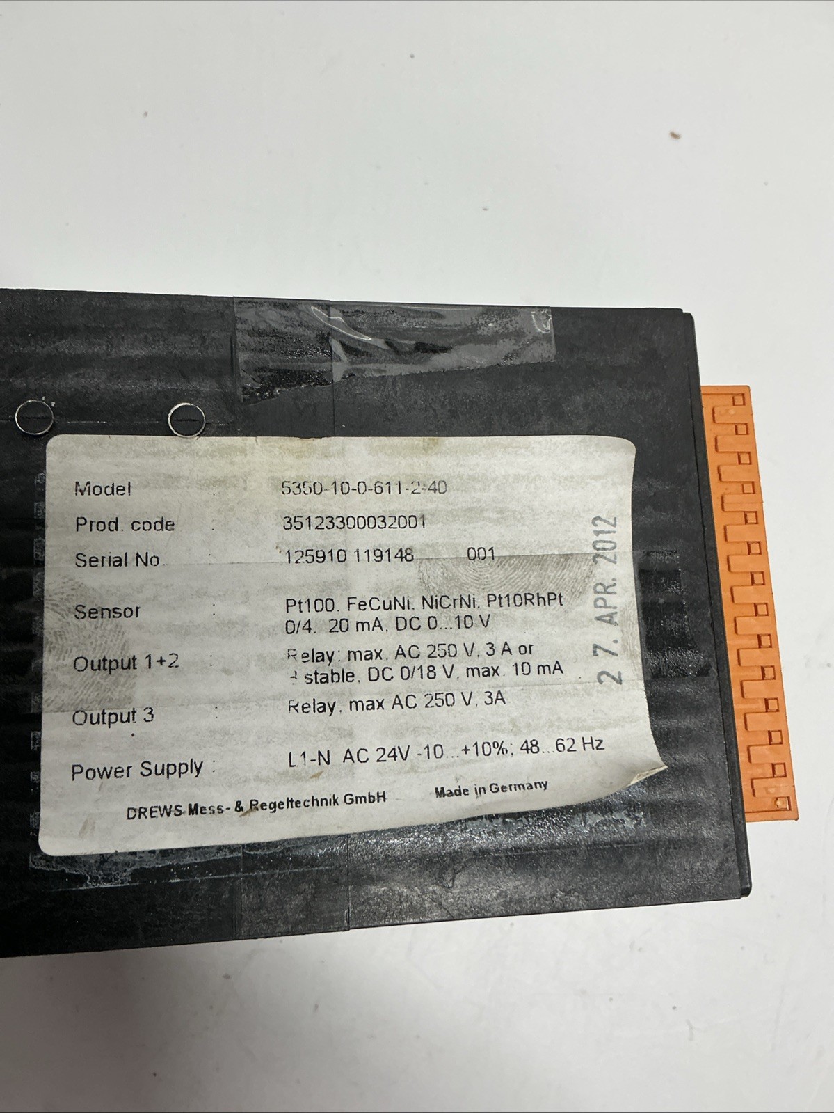 Drews 5350-10-0-611-2-40 Temperature Controller W-035