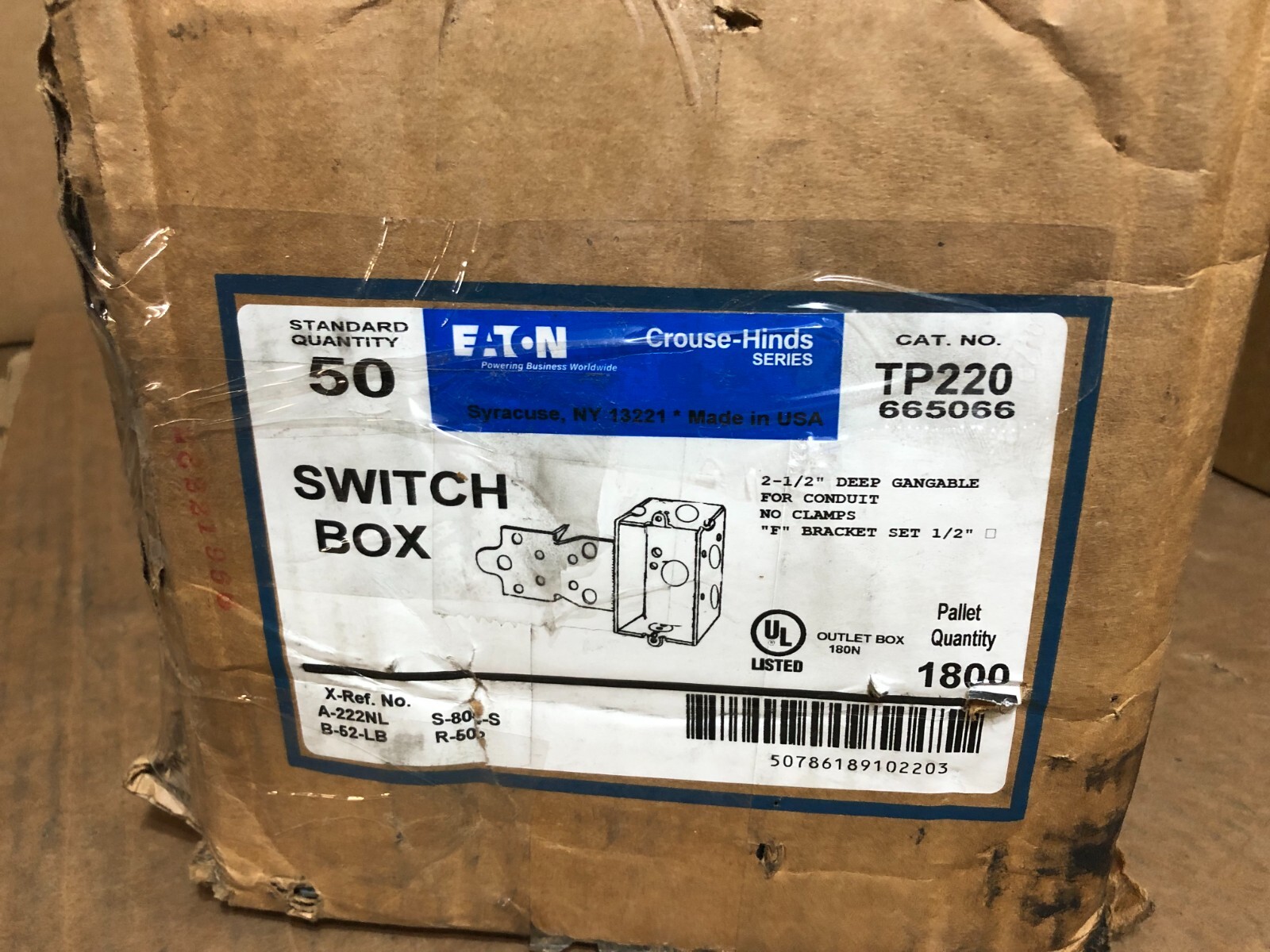Eaton/Crouse-Hinds TP220/665066 2-1/2″ Deep Switch Box LOT OF 50x
