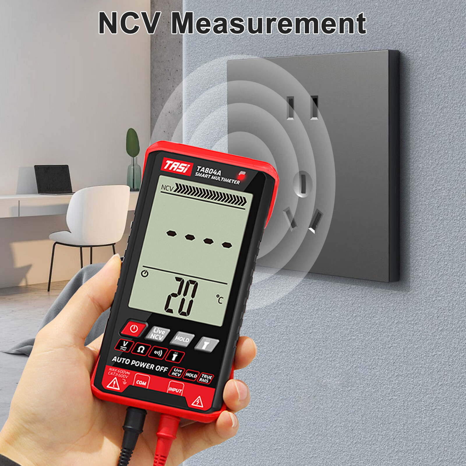 Multimeter Ohmmeter Voltmeter Digital Display Auto Range Test Volt Tester AC DC