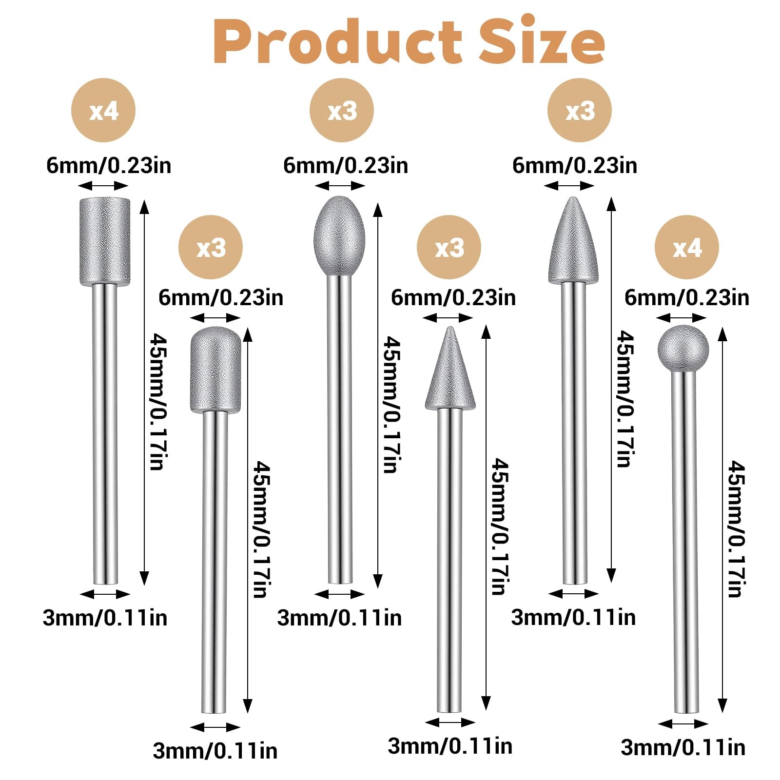 20Pcs 120 Grit Diamond Bits Set, 1/8 Inch Shank, Sturdy Engraving…