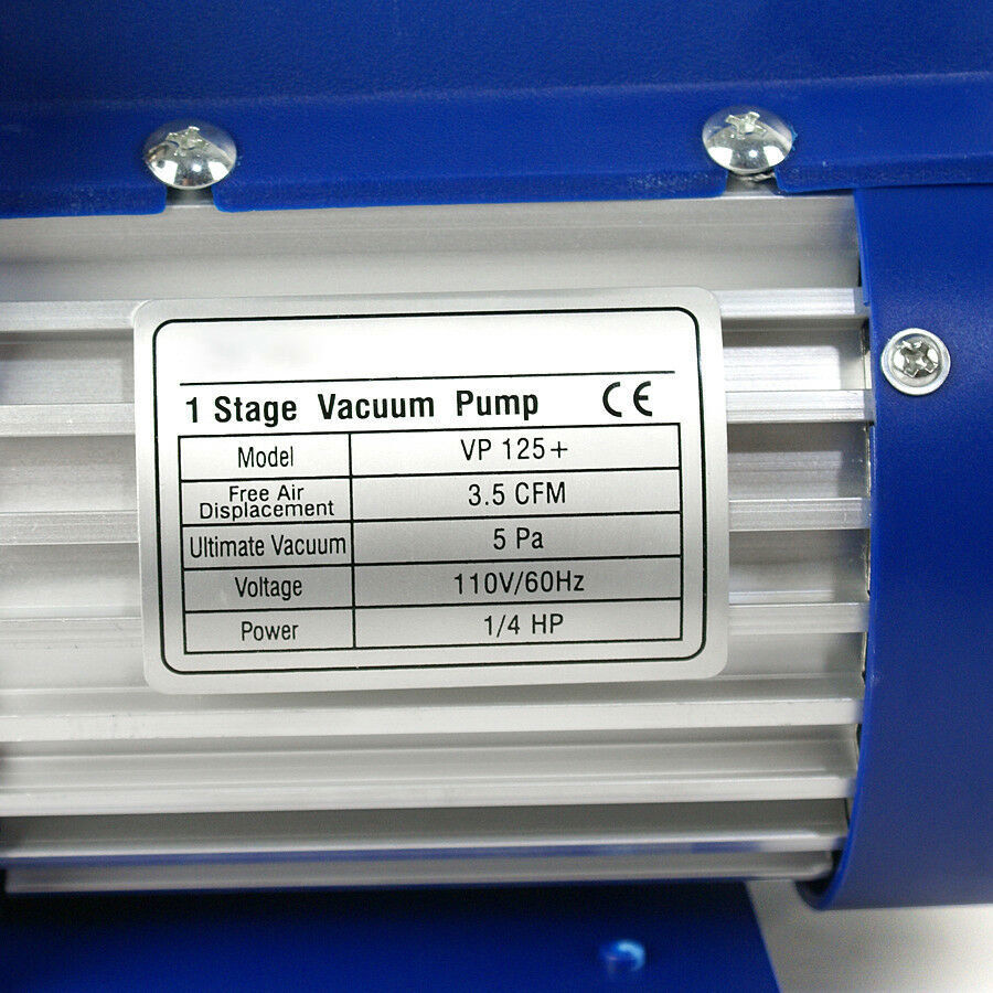 1 Stage 3.5CFM Rotary Vane Vacuum Pump 1/4HP HVAC Air Refrigerant Aluminum Shell