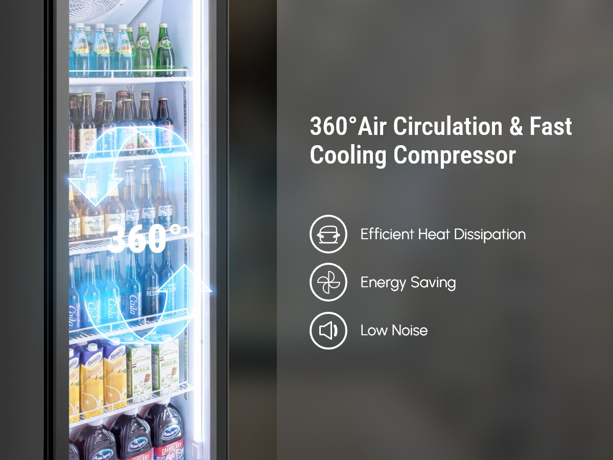 Yeego Commercial Drink Fridge Merchandiser Display Cooler 12.36 Cu.ft Glass Door