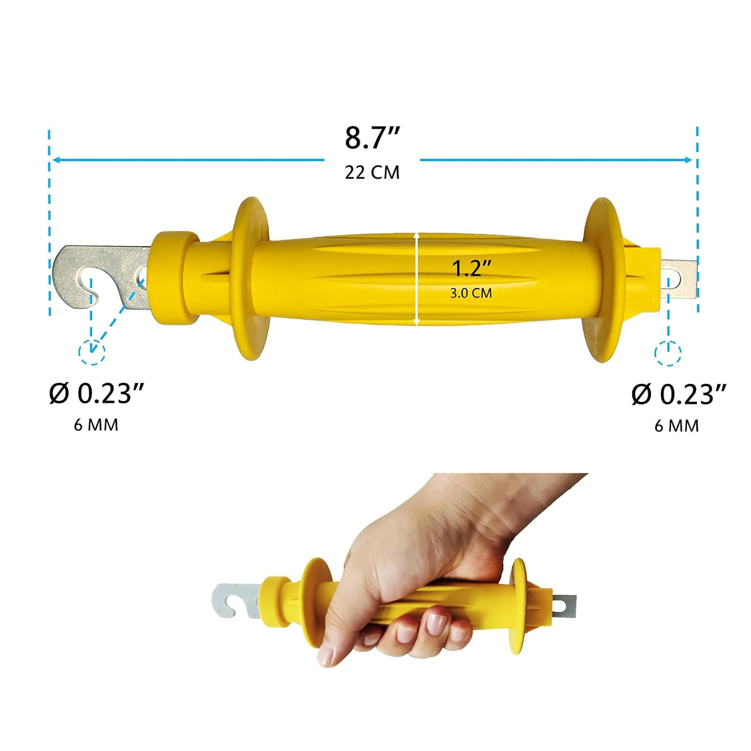 Electric Fence Rubber Gate 8 Pack Yellow | Spring Handles Insulated Plastic Han