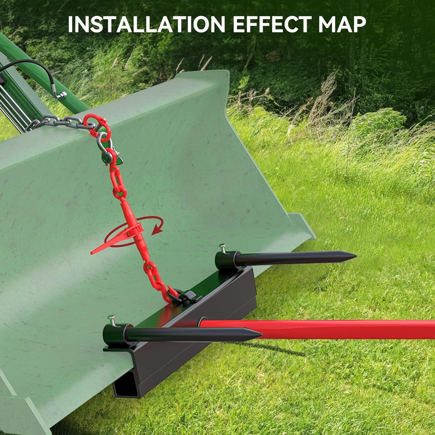 39″ Hay Spear Bale Spears Bucket Skid Steer Tractor Loader Attachment 2000 LBS