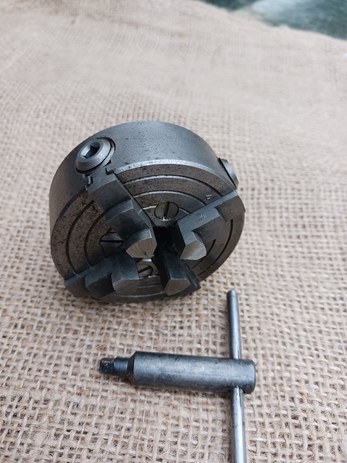 Unimat 4-jaw chuck #84-2104, M12 x 1 mm thread, Made in Austria
