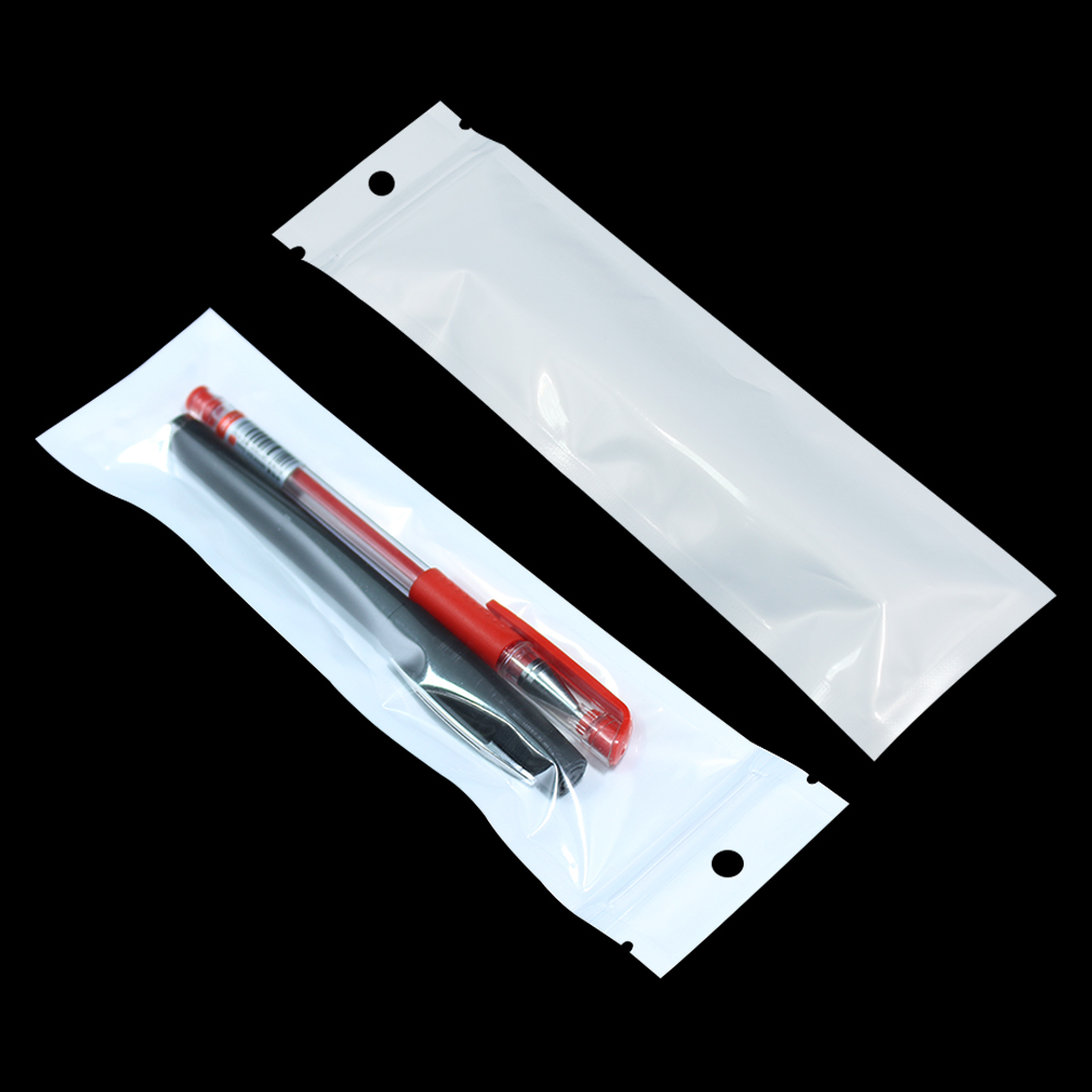 White Clear for Zip Hang Hole Plastic Lock Bags Package Pouch Reclosable Jewelry