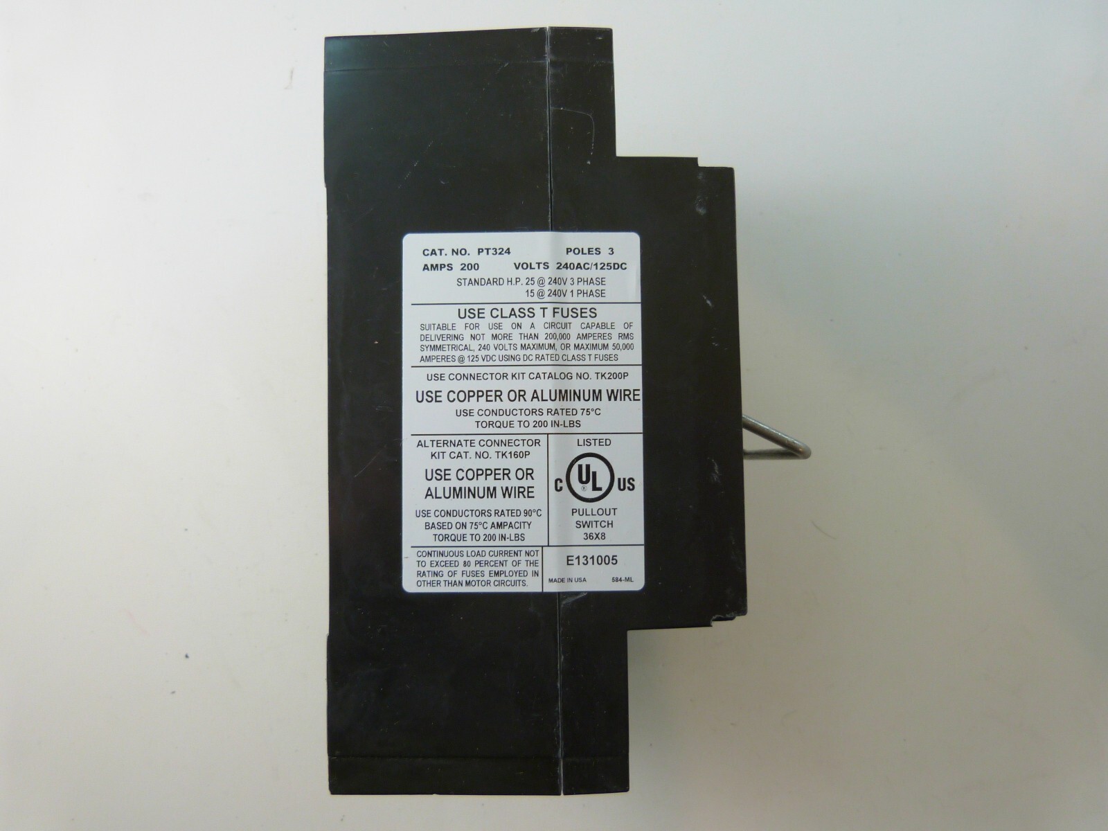 Boltswitch PT324 Pullout Switch 3 Pole 200A Class T NEW