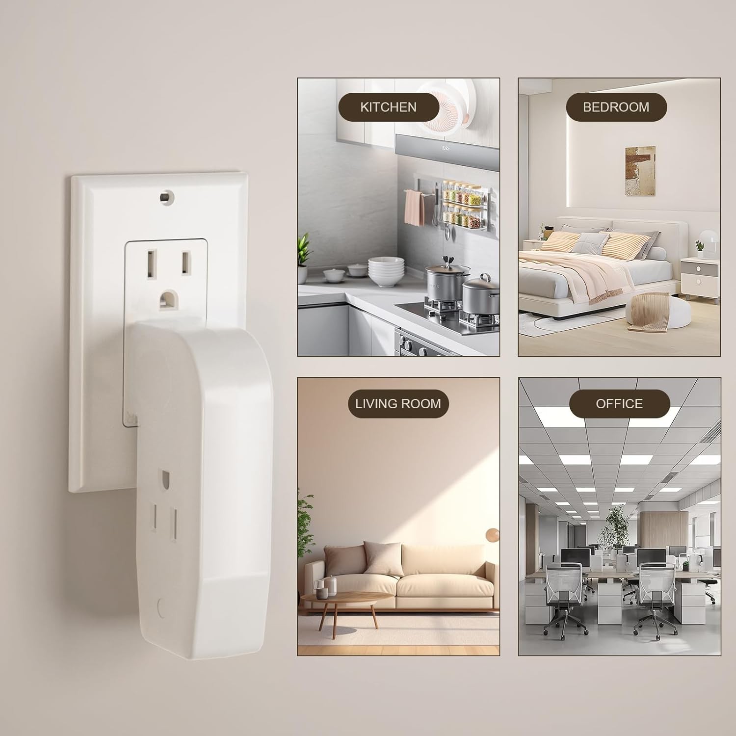 3 Way Outlet Vertical Wall Tap Splitter Adapter with 3 Prong Plug white/1PK