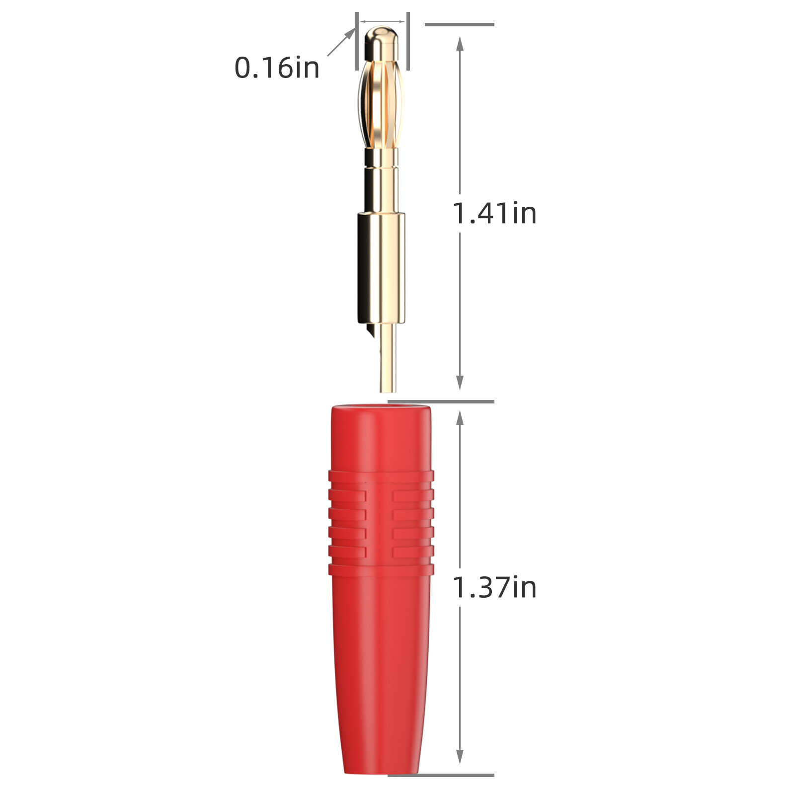 8 Pack 4mm Banana Plug Male Connector Gold Plated Solder Type Adapter for DIY