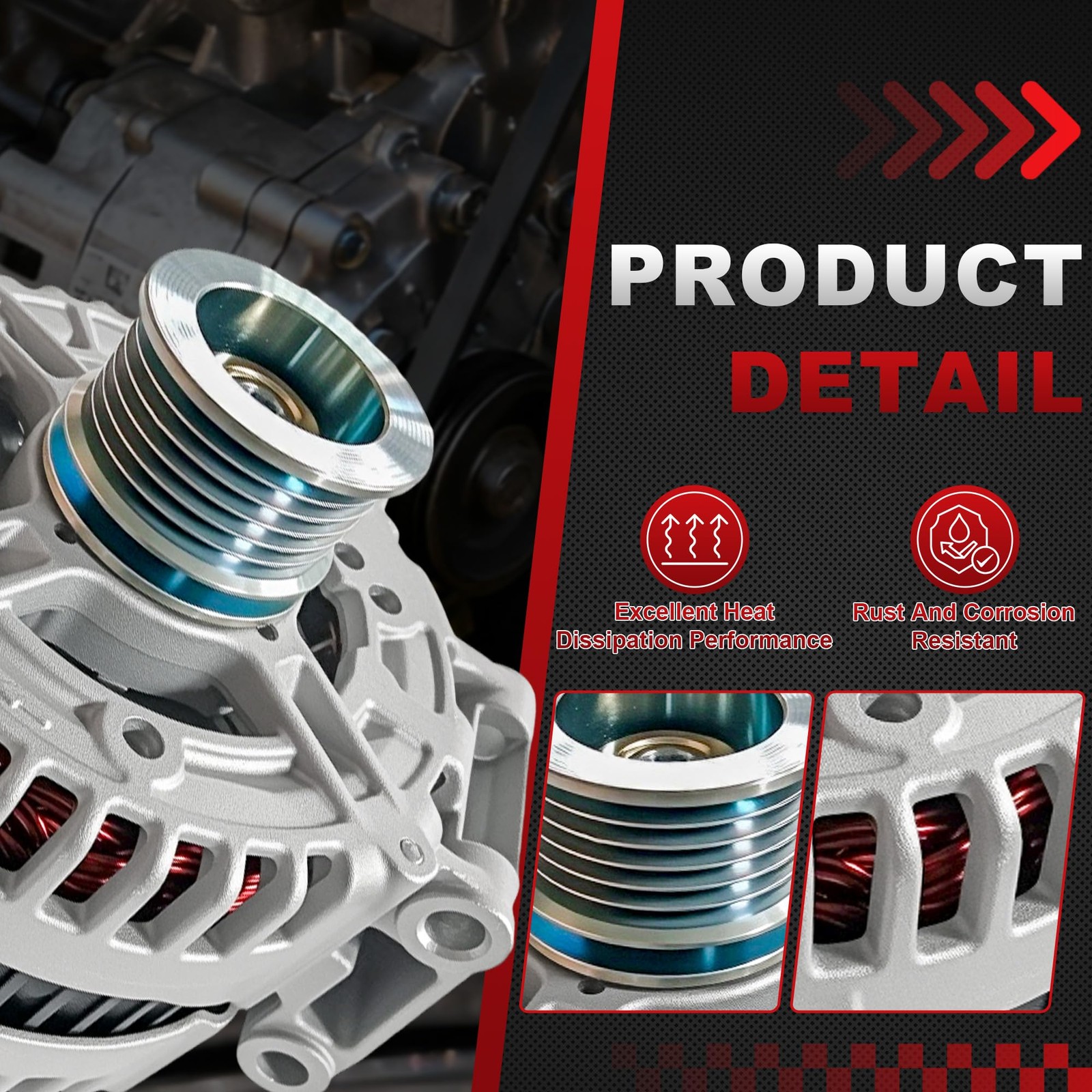Alternator 12V 180A CW 6-Groove 11220N 15710 GL550 CLS550 ML350 E350 S550 CL550