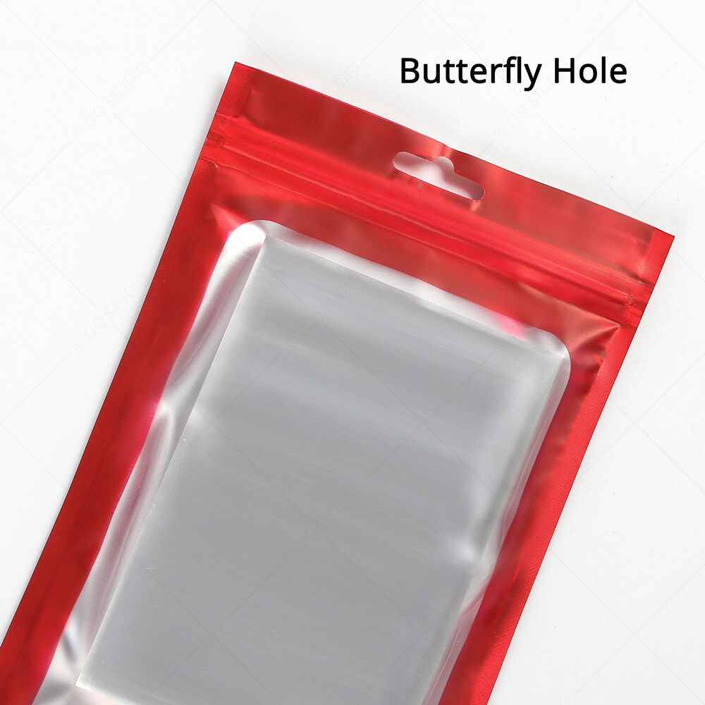 5.5×7.75in Red Matte Foil Mylar Flat Zip Lock Pouch Bag w/ Window&Desiccant R07