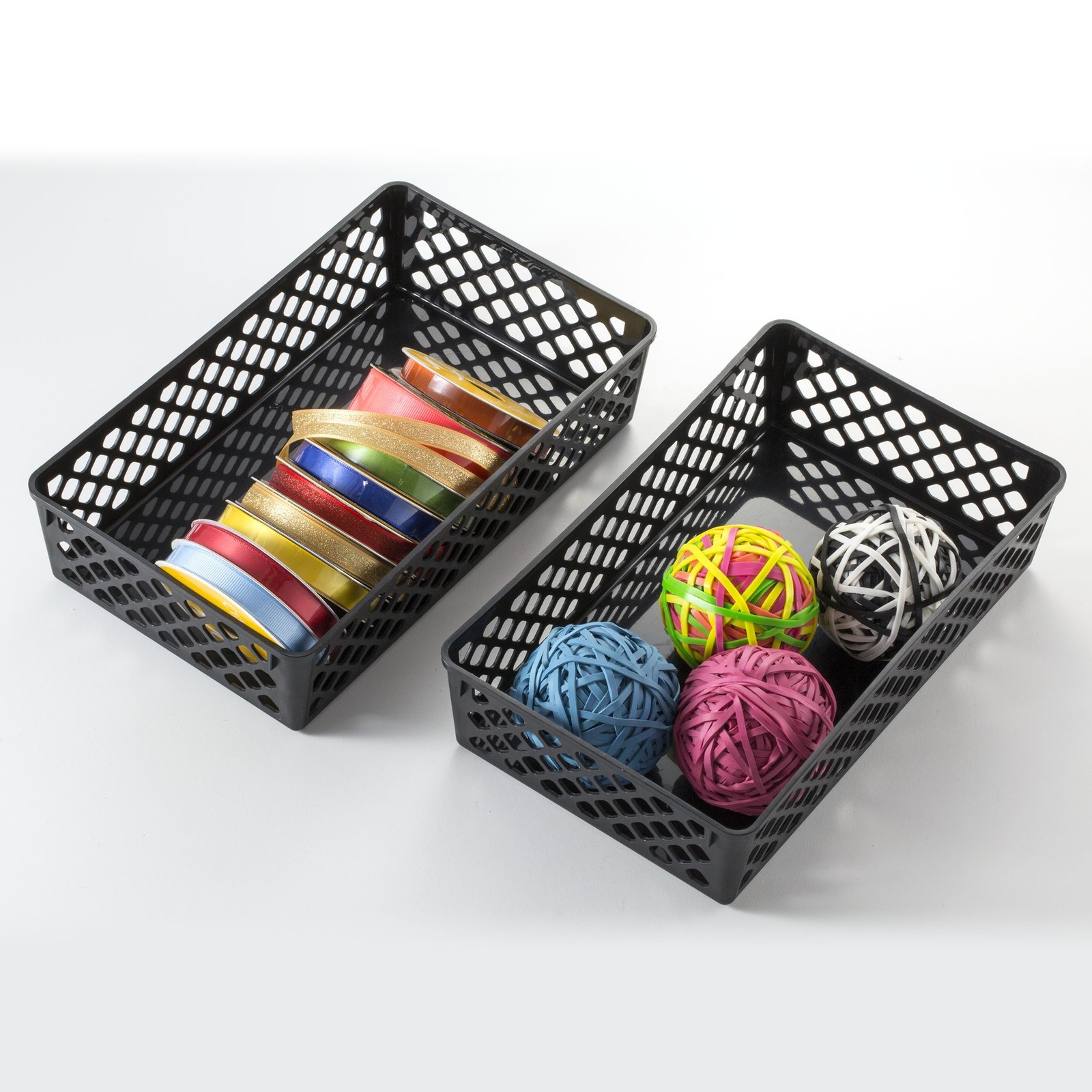 Officemate Recycled Supply Basket, Plastic, 6.13 x 5 x 2.38, Black, 3/Pack