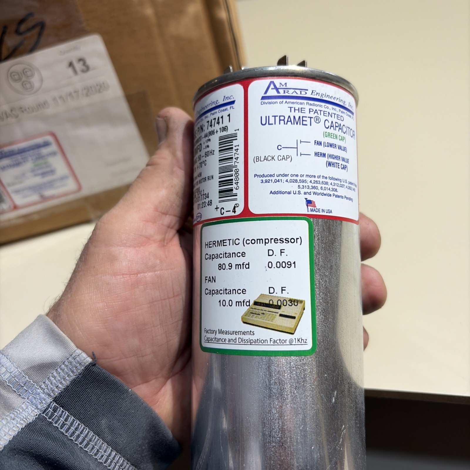 New AMRad 747411 80+10.0MFD RA2000/37-44 motor run capacitor