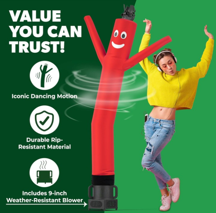 Muñeco inflable bailarín 7ft con soplador para publicidad exterior rojo, Nuevo