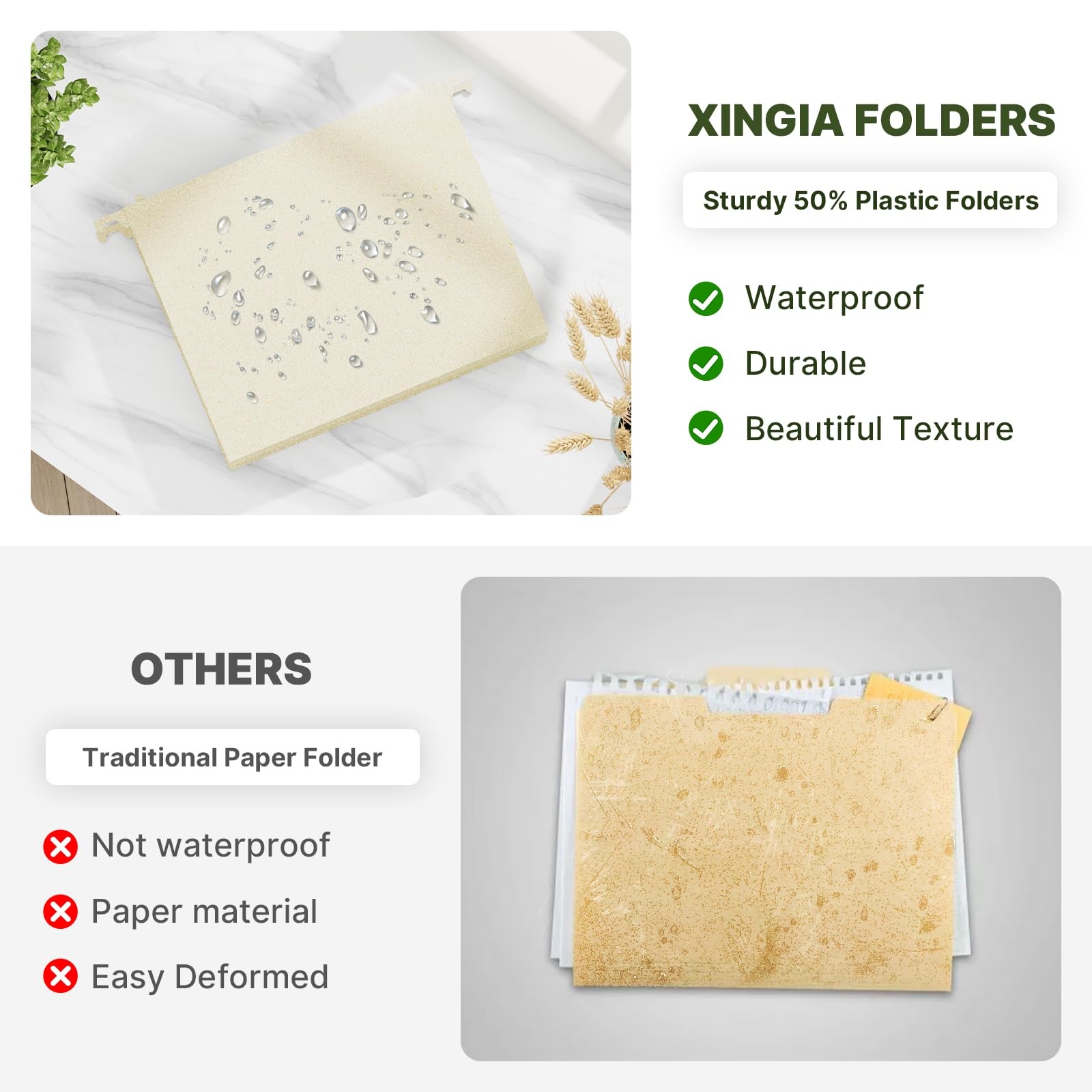 Extra Capacity Hanging File Folders, Plastic Hanging Folders for Filing Cabin…