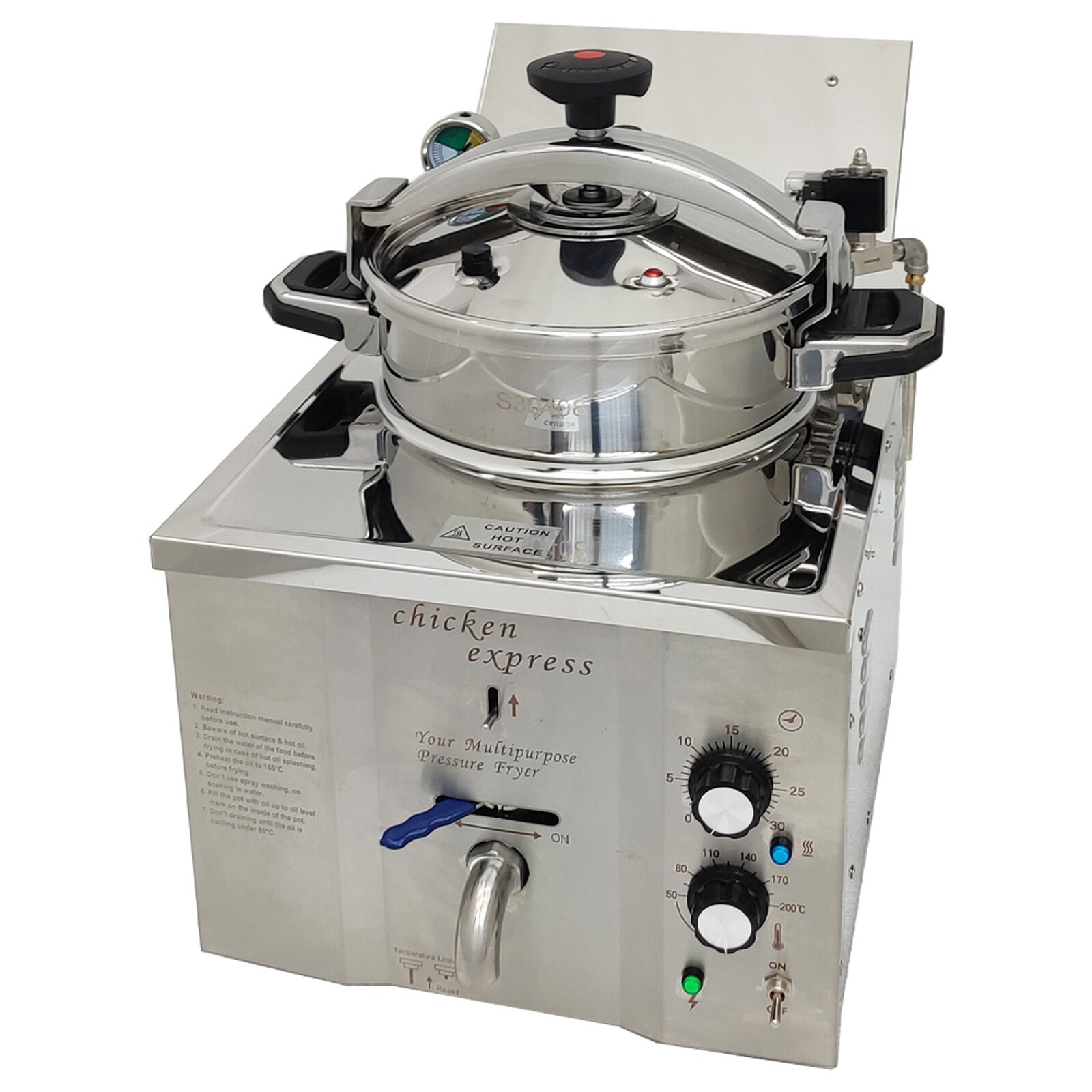 110V Countertop 16L Electric Chicken Stove Multi-purpose Pressure Fryer 25A