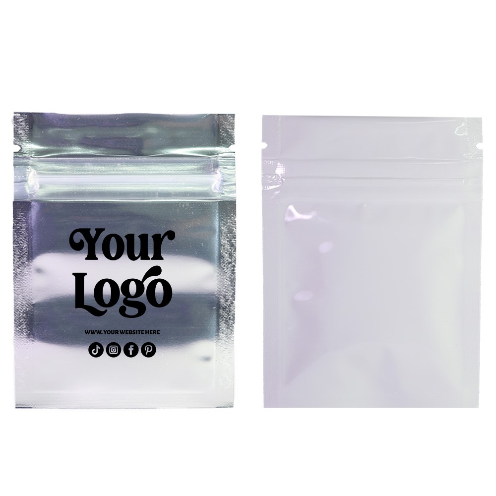 100 Custom Small Mylar Zipper Bags Sample Packaging for Jewelry & Candy Business