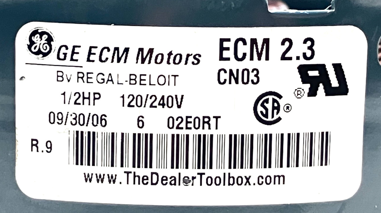 GE ECM2.3 CN03 Wired for D341314P02 MOT09230 1/2HP 200/230V CCWLE used #J312