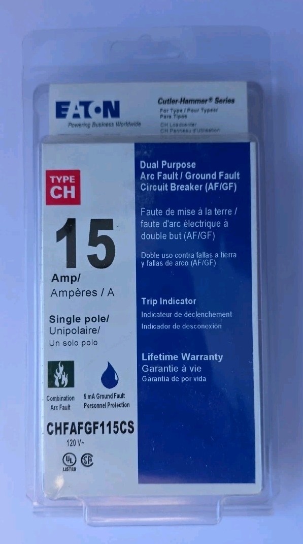 Eaton CHFAFGF115CS 1-Pole 15A Dual Purpose Circuit Breaker – Single Pole