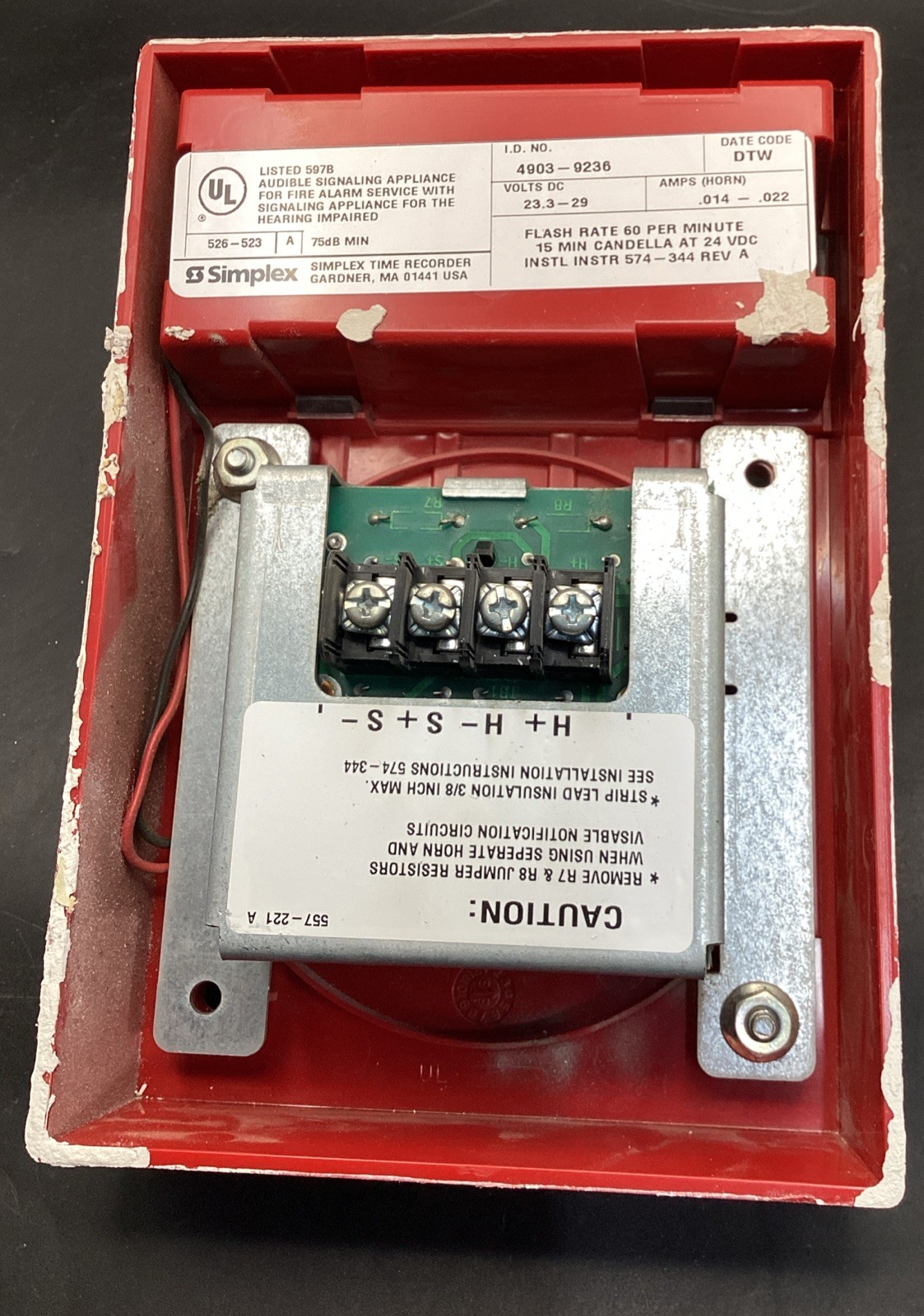 SIMPLEX 4903-9236 FIRE ALARM HORN STROBE SPEAKER RED