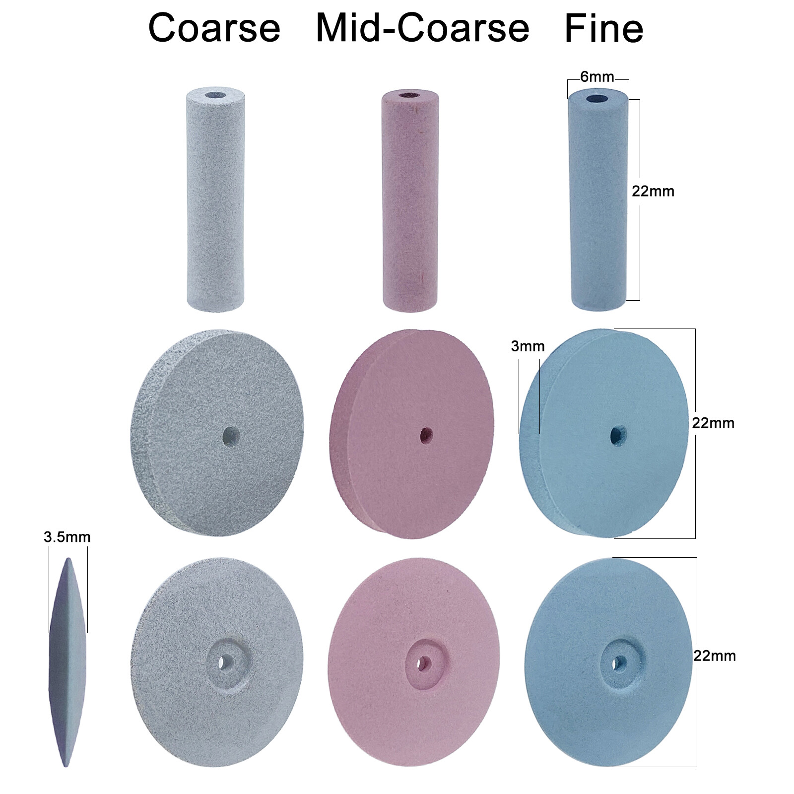 Dental Lab Rubber Polishing Wheels Burs Silicone Polishers, 2.35mm Rotary Tool