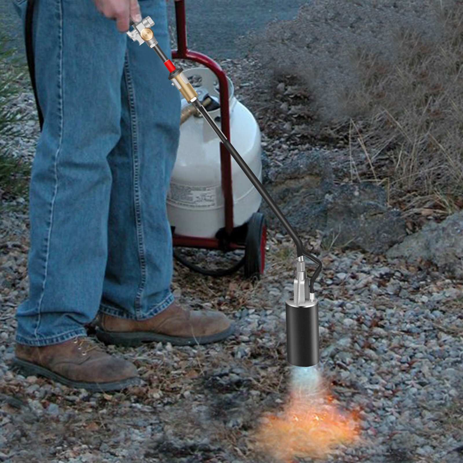 Propane Torch Weed Burner, Adjustable Flame Thrower with Detachable Handle, Blow