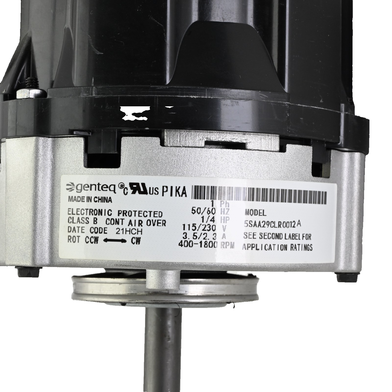 Genteq PIKA JT07 1/4HP ECM Fan Motor 400-1800 RPM, 115/230VAC, 1/2″ Shaft Daiken