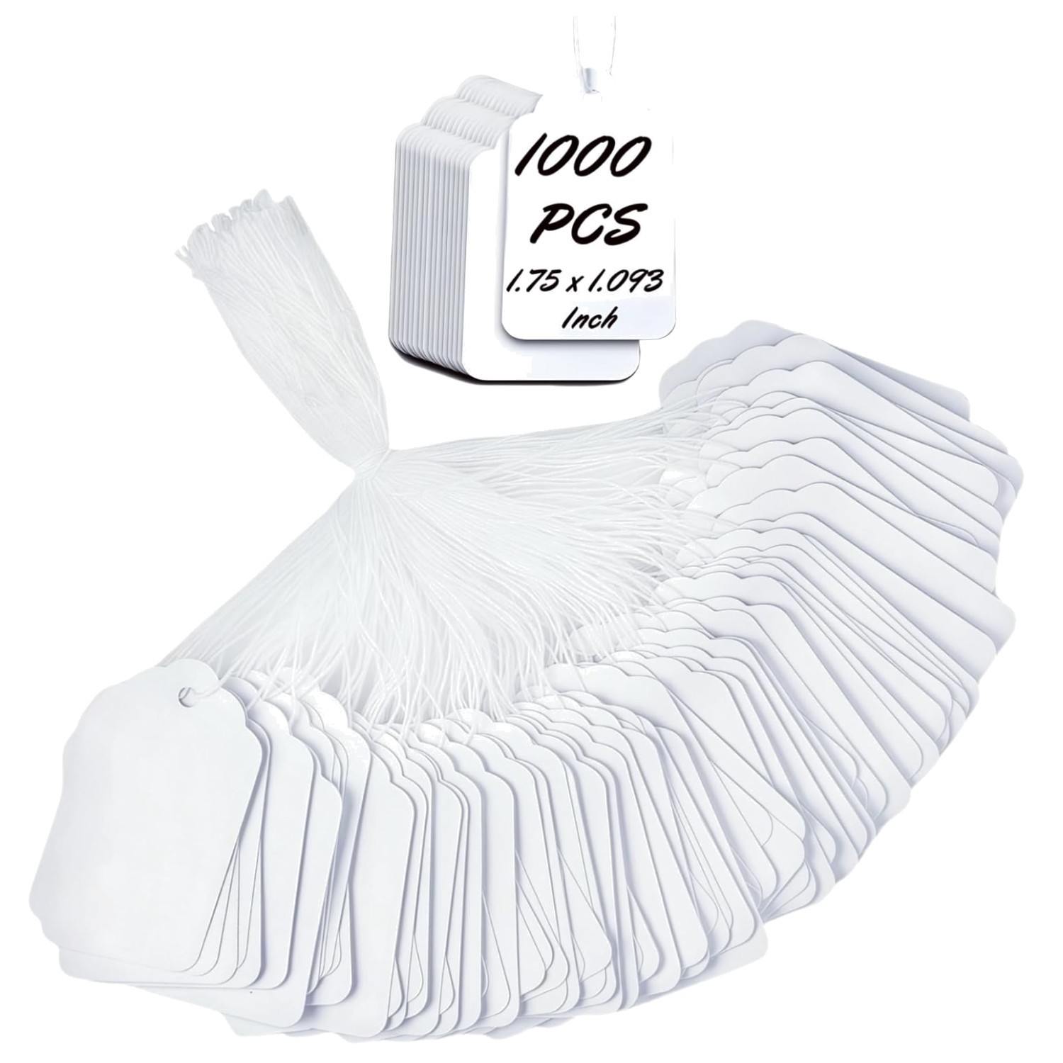 1000 White Price Tags with String for Jewelry Clothing Retail Garage Sale 1.7…