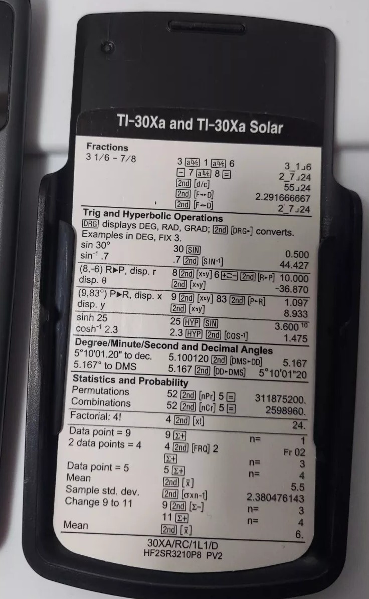 Texas Instruments 30XA Scientific Calculator