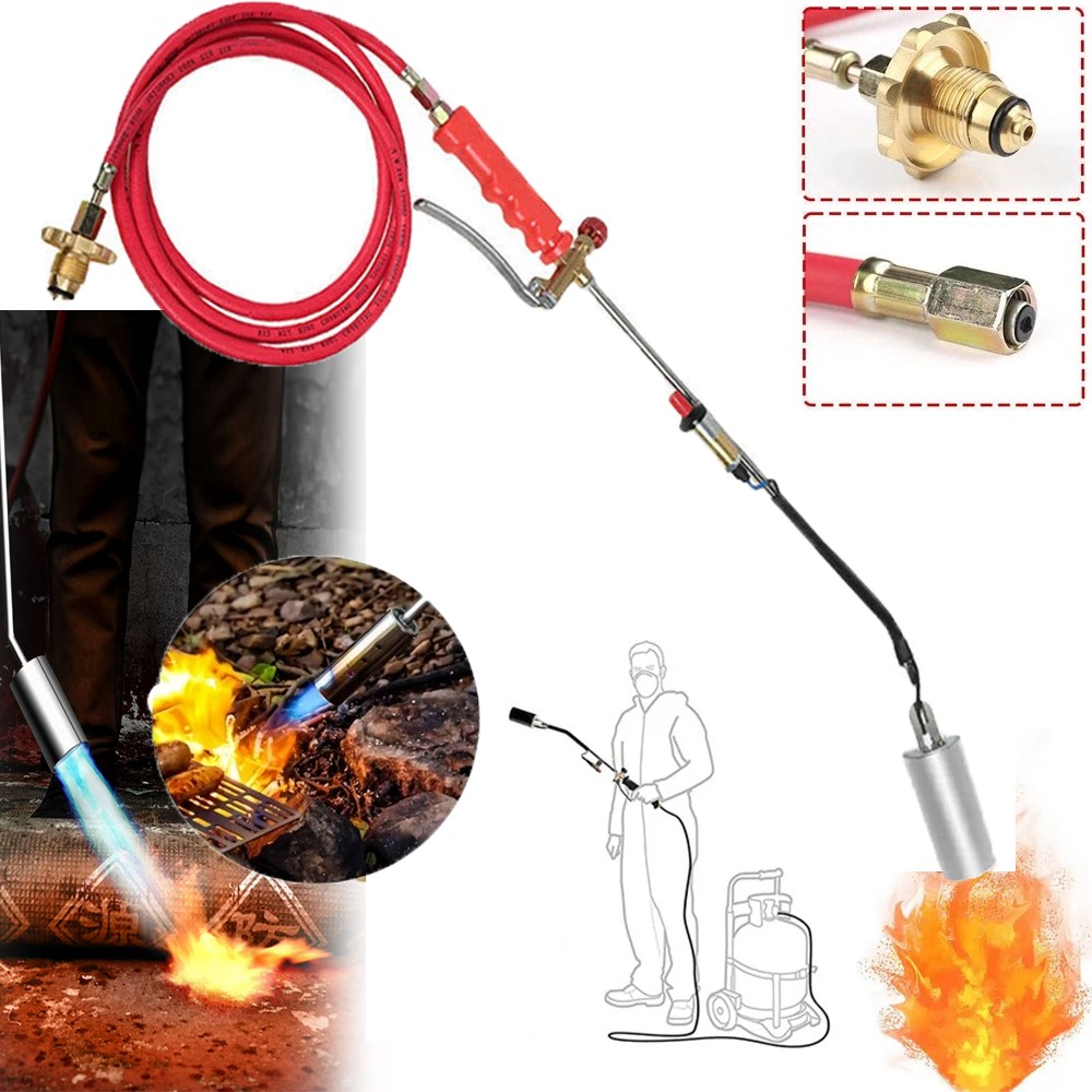 Portable Propane Torch Weed Burner Ice Snow Melter Outdoor Flame Thrower w/ Hose