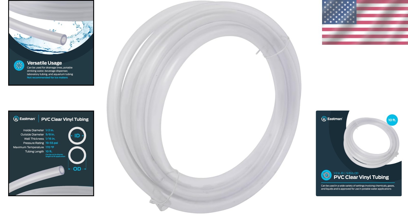 Multi-Purpose 10ft Clear PVC Tubing 1/2” ID 5/8” OD – Ideal for Aquariums