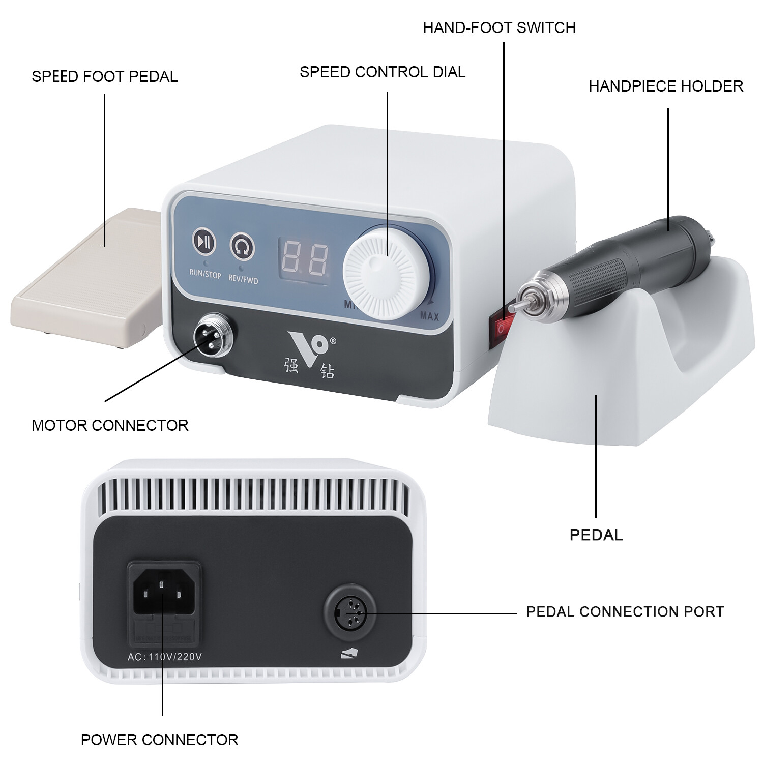 Strong 50000rpm Brushless Micromotor High Speed Polisher with Handpiece US