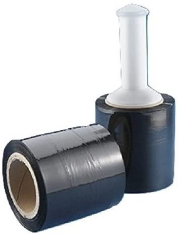5″ x 1000FT 80 Gauge 12 Rolls Stretch Shrink Film Hand Wrap + 1 Handle Black