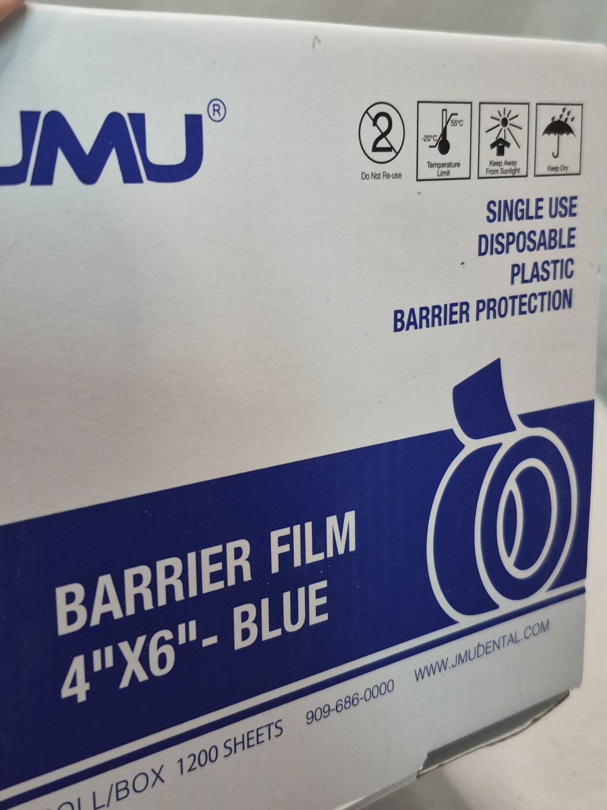 JMU Barrier Film Roll Tape Blue 4″ x 6″ 1200 Sheets Dental Barrier Film Roll