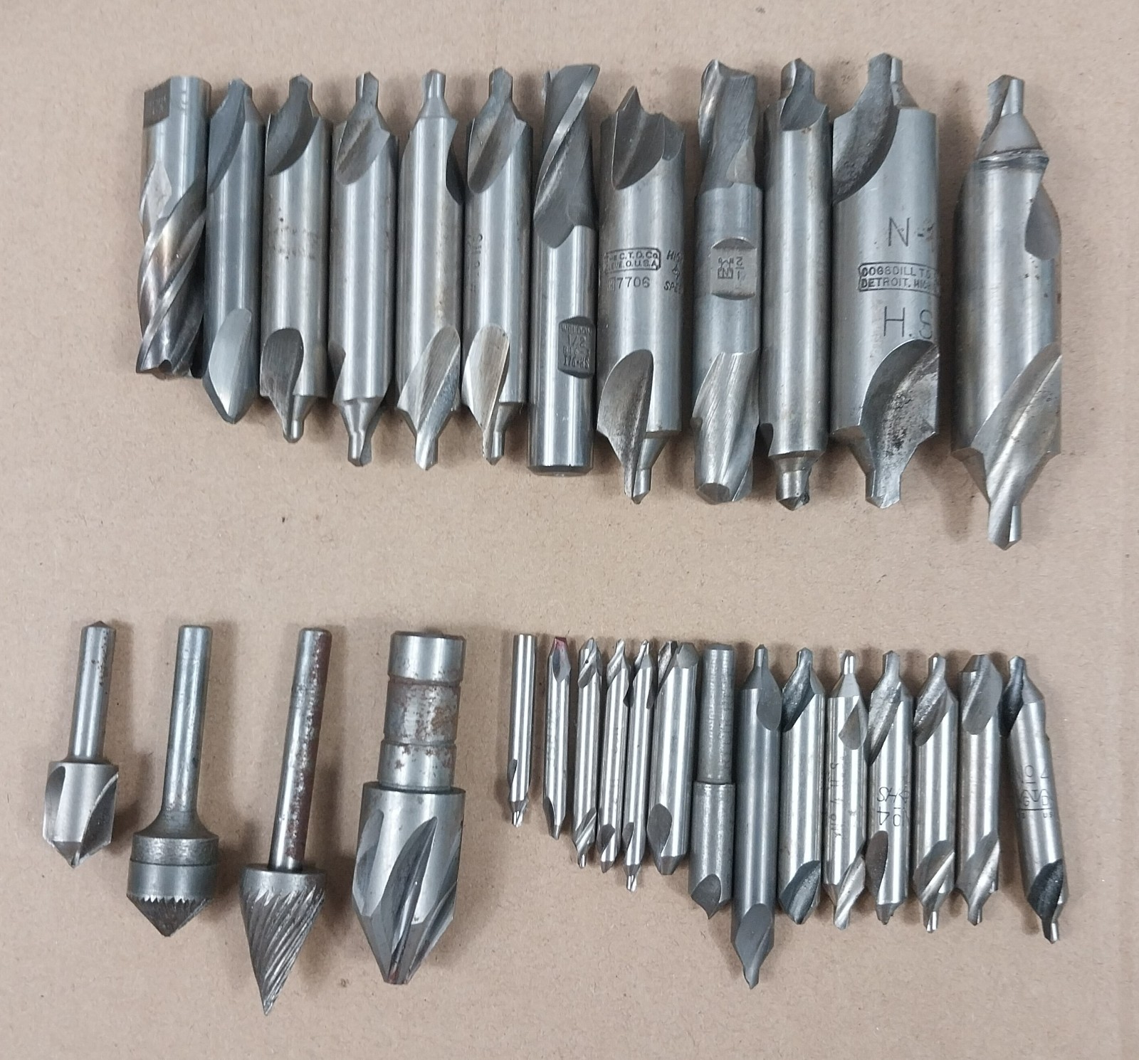 Machinist Tool Lot HSS End Mills Countersinks Center Drills Mixed Lot of 28