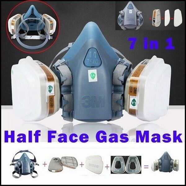 27in1 Half Face Gas Mask Facepiece Spray Painting 7502 Respirator Safety Protect