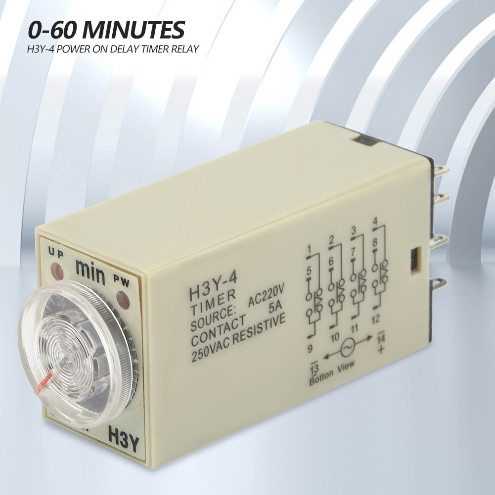 H3Y-4 Power On Delay Timer Relay 0-60 Minutes Time Relay AC 220V 5A ONS
