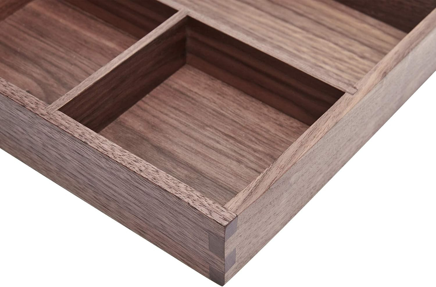 Elegant Black Walnut Wood Organizer Tray for Desk & Drawer Storage