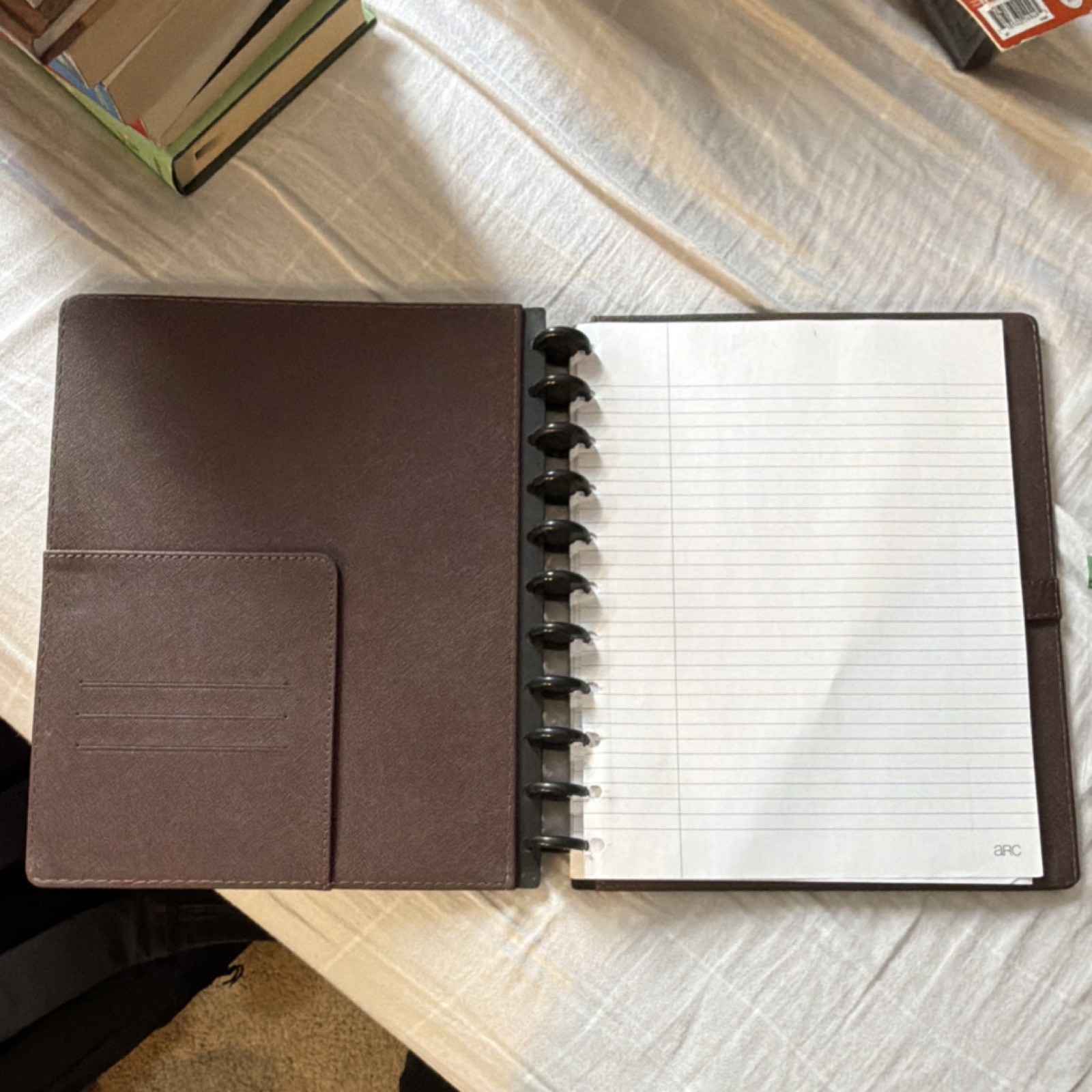 ARC Faux Leather Discbound Binder w/ Extra Discs, Brown Cover & Lined Pages